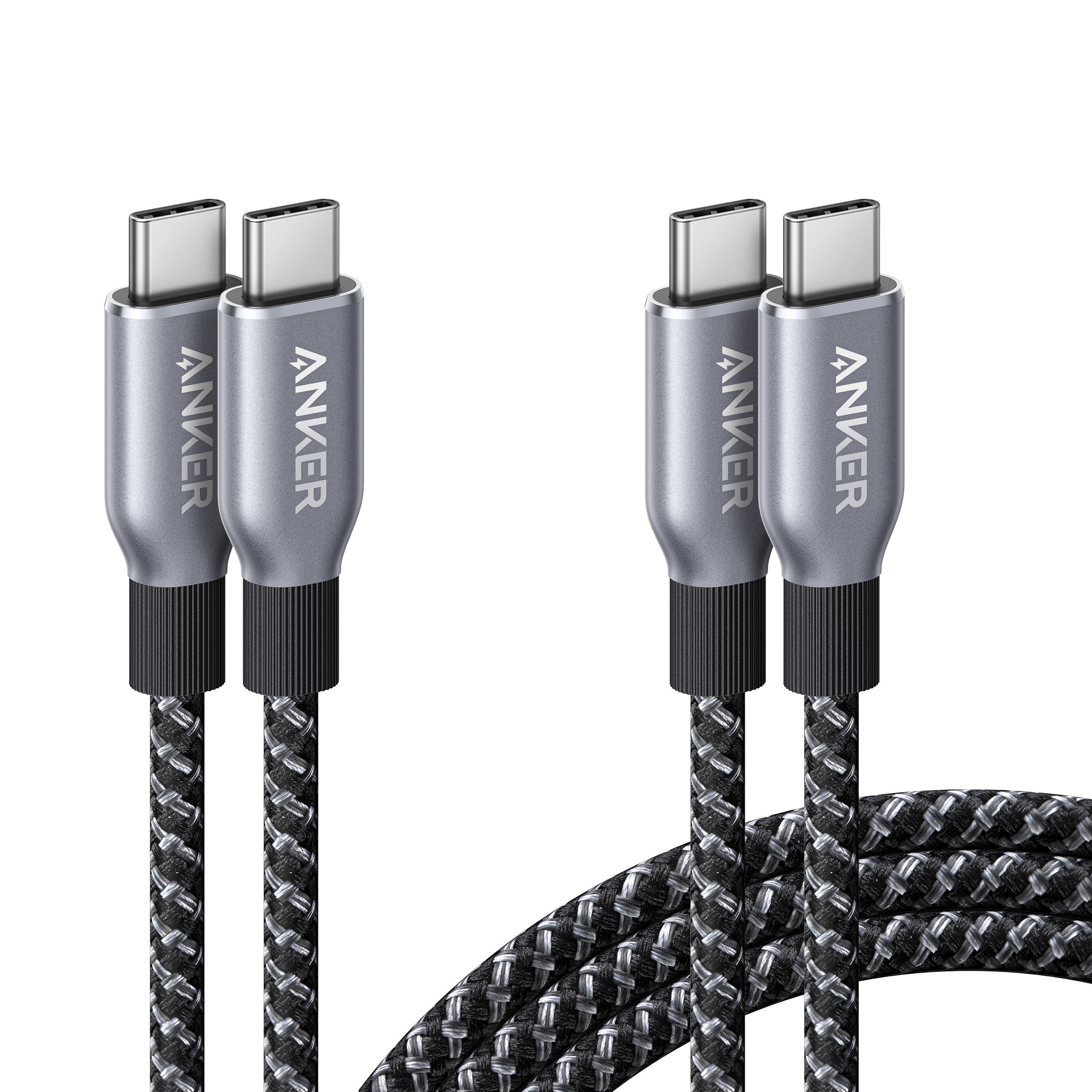 Anker Prime USB-C to USB-C Cable (240W, Upcycled-Braided, 2-Pack) A1 3 ft × 6 ft