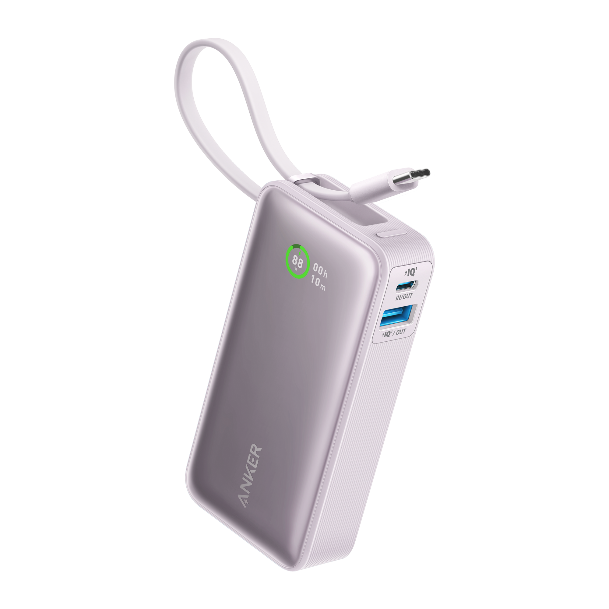 Anker Nano Power Bank (30W, Built-In USB-C Cable) G8 Lilac Purple