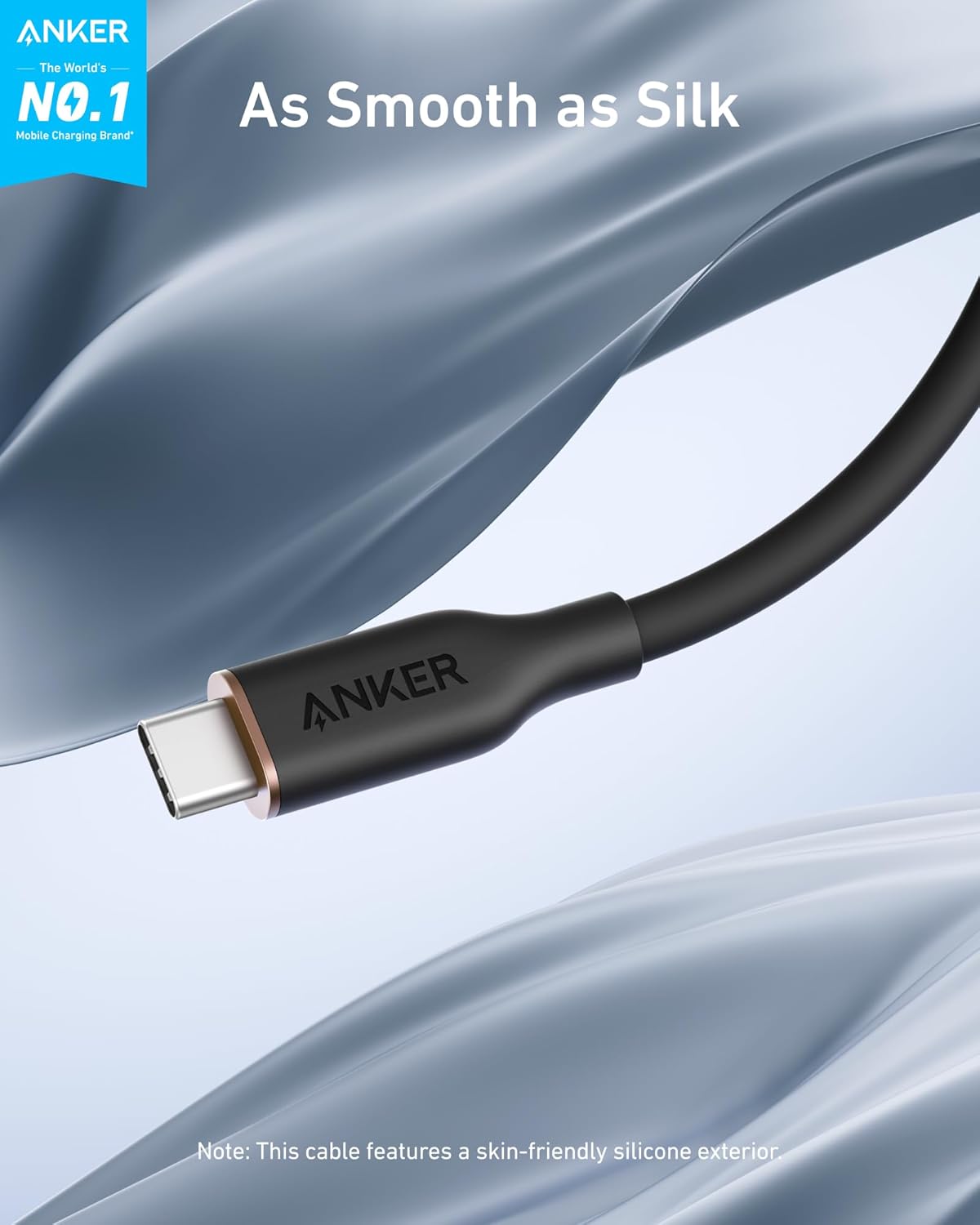 Anker 715 Charger (Nano II 65W) and USB-C to USB-C Cable (Flow, Silicone, 3 ft)