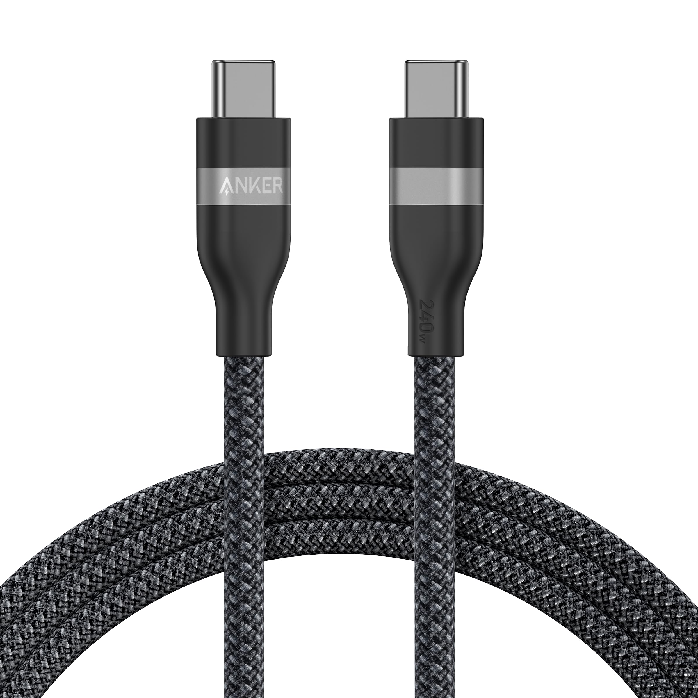 Anker USB-C to USB-C Cable (3 ft / 6 ft, 240W, Upcycled-Braided) R6 6 ft / Black