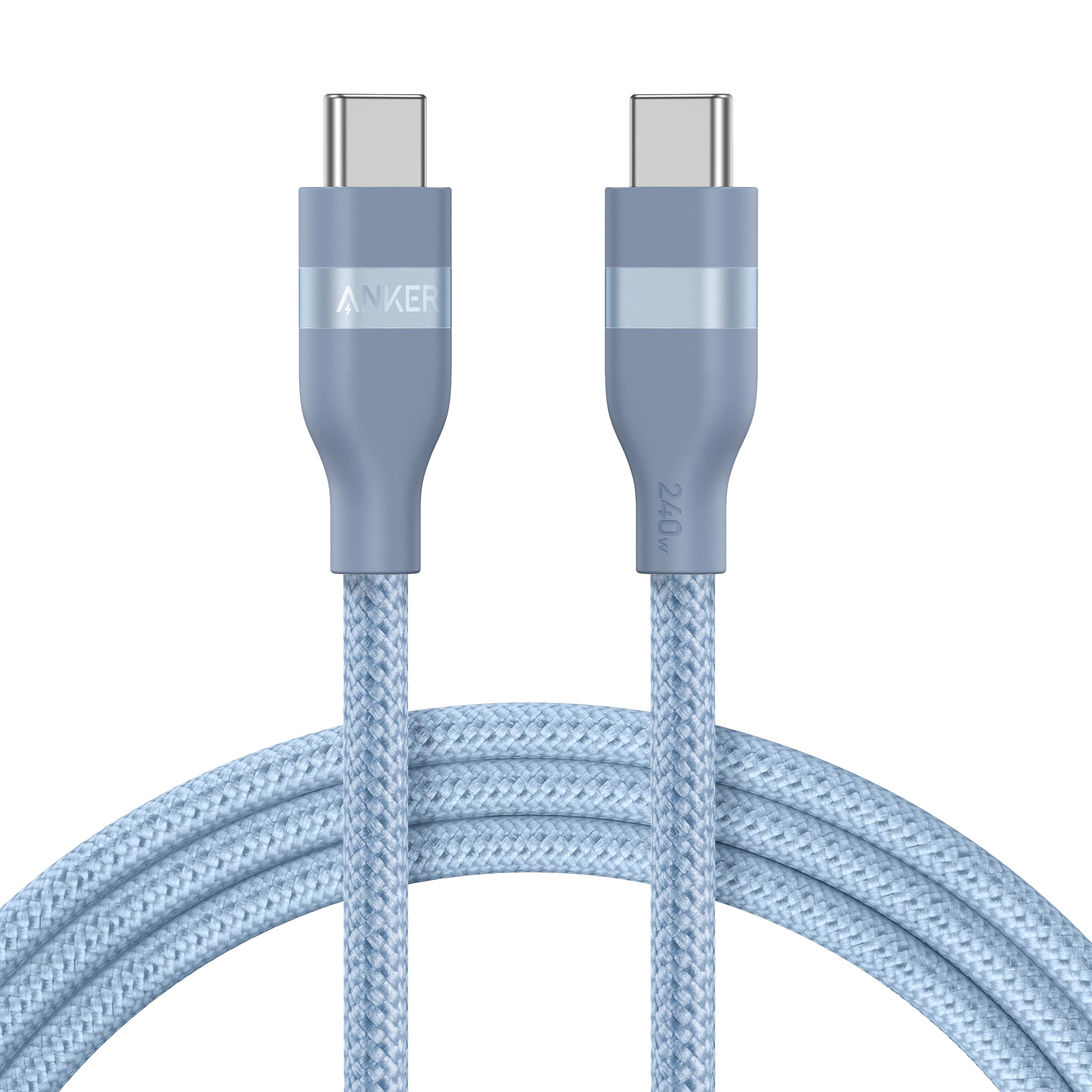 Anker USB-C to USB-C Cable (3 ft / 6 ft, 240W, Upcycled-Braided) R6 6 ft / Ice Lake Blue