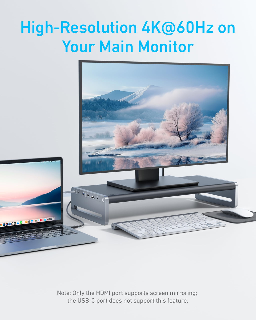 Anker docking station supporting 4K@60Hz monitor for clear viewing