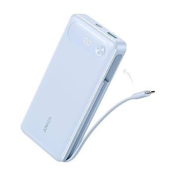 Anker Power Bank (20K, 87W, Built-In USB-C Cable) C7 Misty Blue