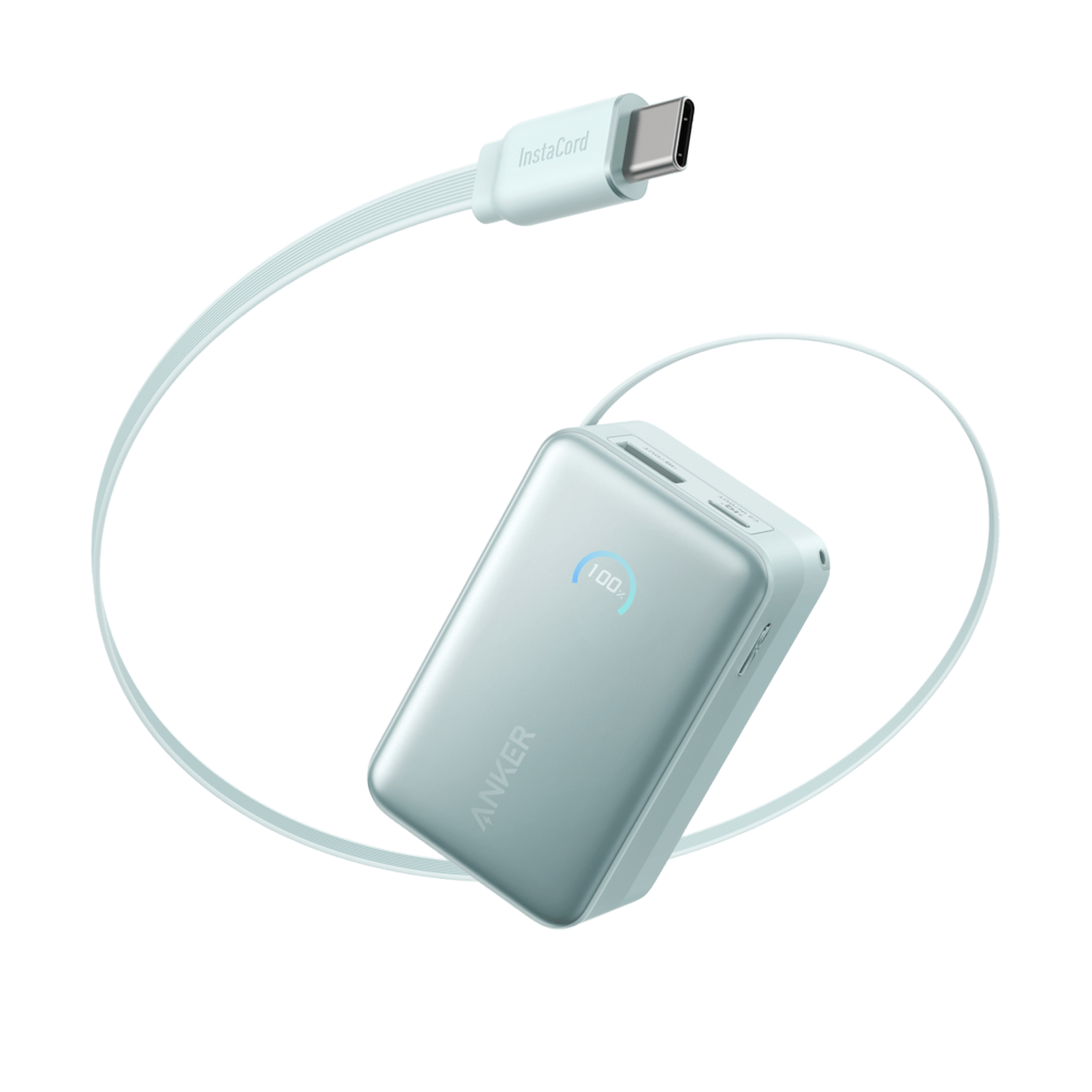 Anker Nano Power Bank (10K, 45W, Built-In Retractable USB-C Cable) A0 Teal Oasis