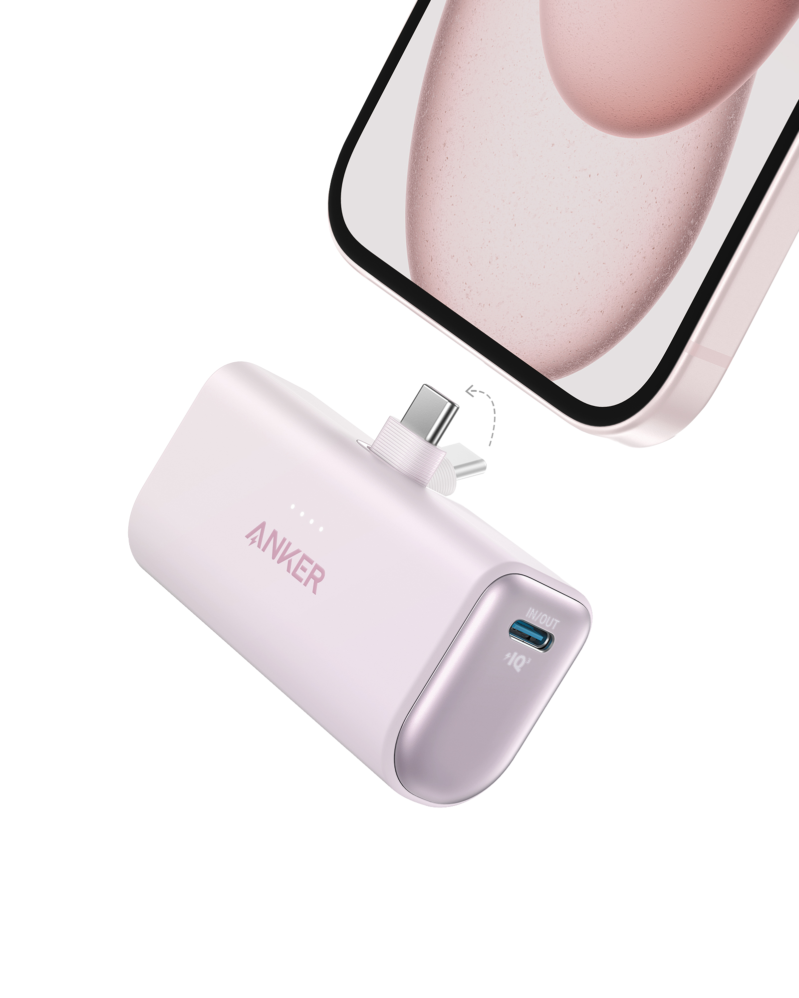 Anker Nano Power Bank (22.5W, Built-In USB-C Connector) H3 Lotus Pink