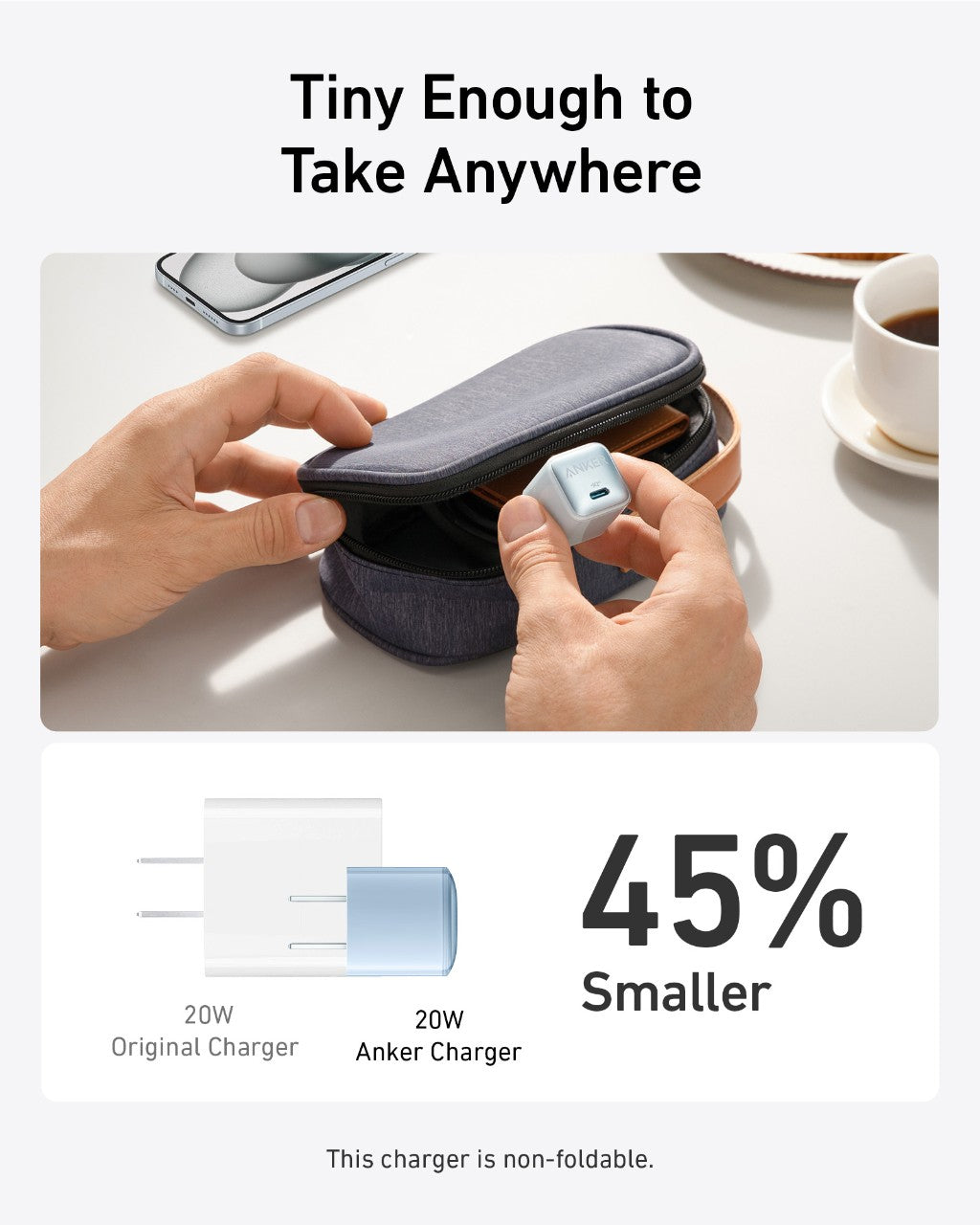 Anker Power Bank (10K, Fusion, Built-In USB-C Cable)and Anker Nano Charger (20W)