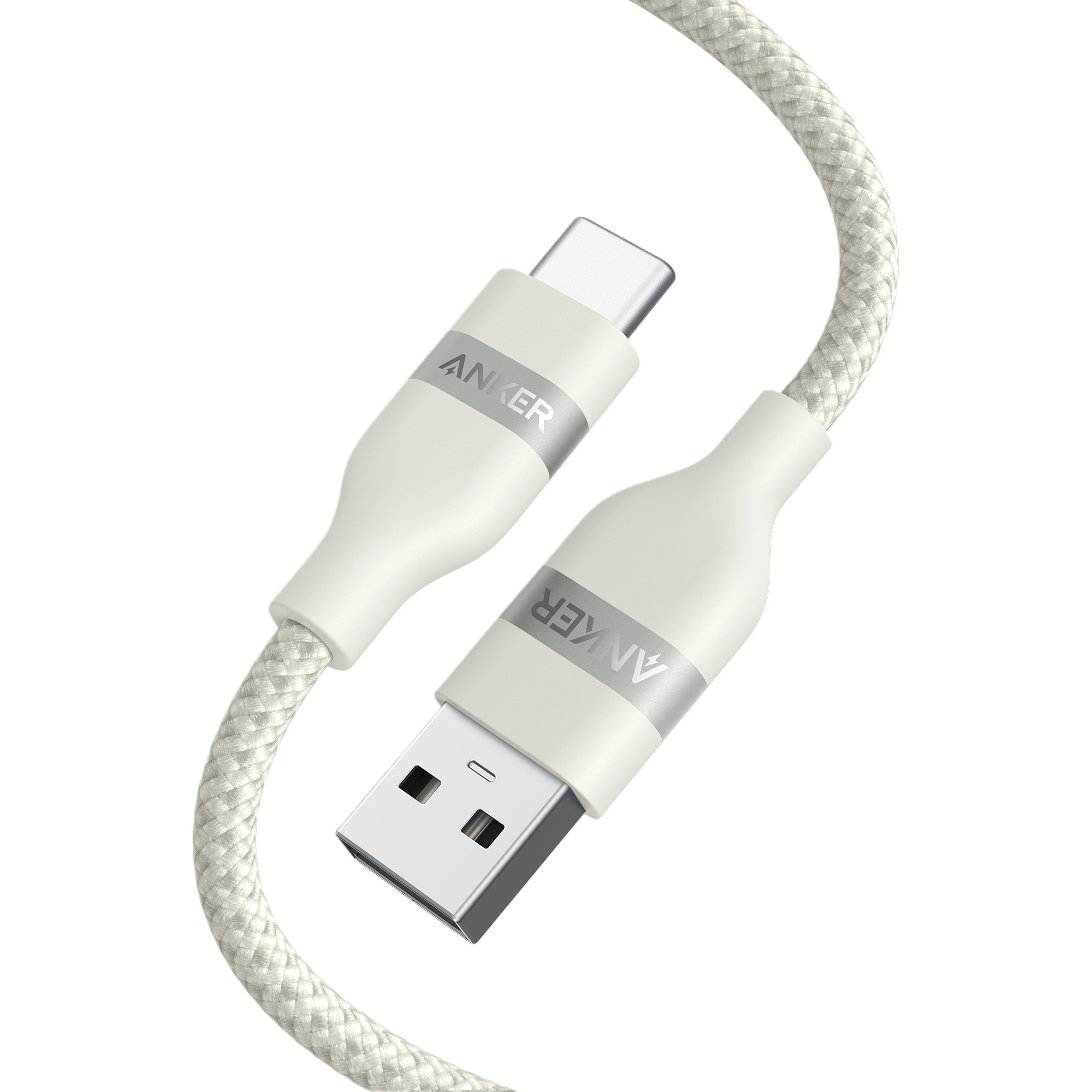 Anker USB-A to USB-C Cable (3 ft/6 ft, Upcycled-Braided) N9 White / 3 ft
