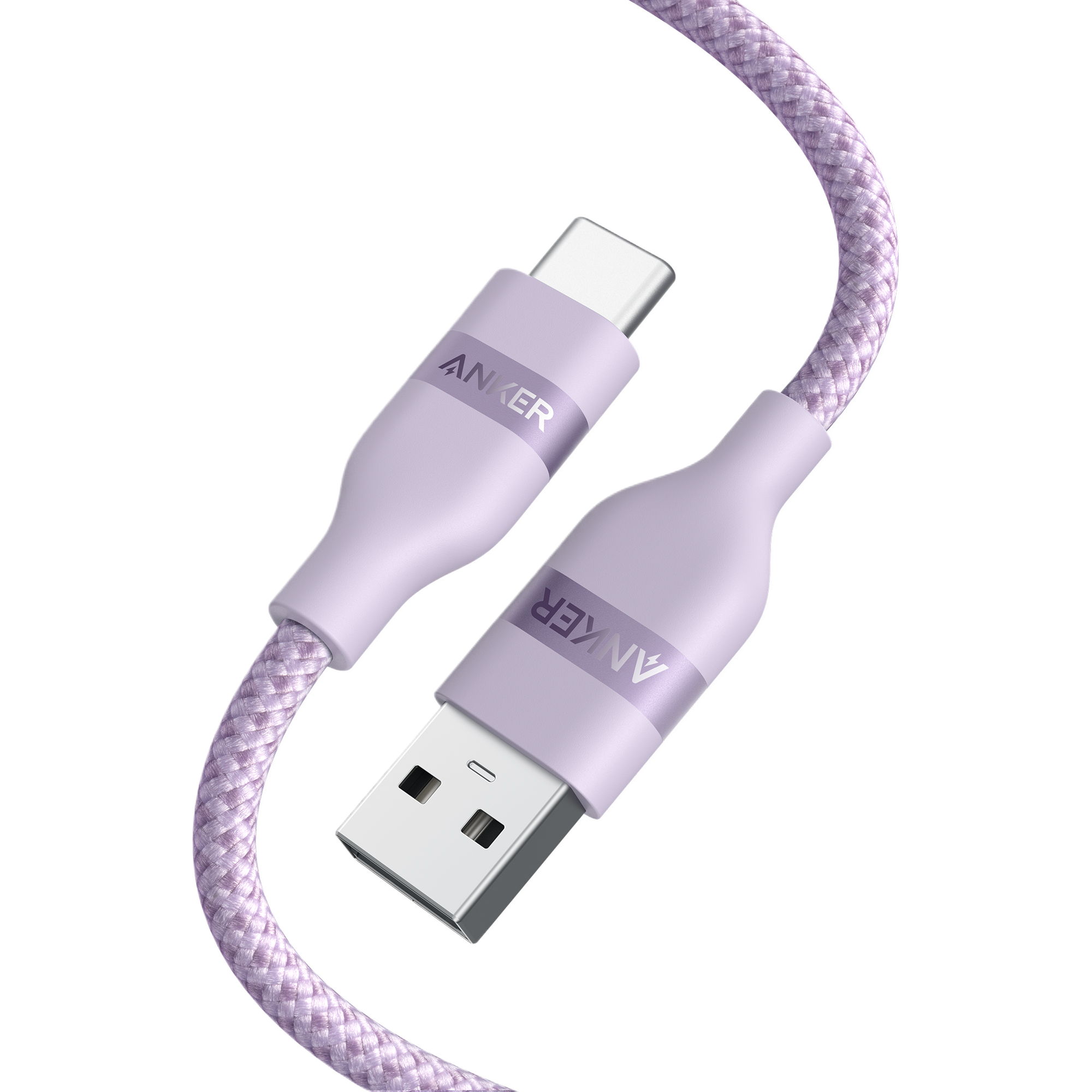Anker USB-A to USB-C Cable (3 ft/6 ft, Upcycled-Braided) N9 Violet / 3 ft