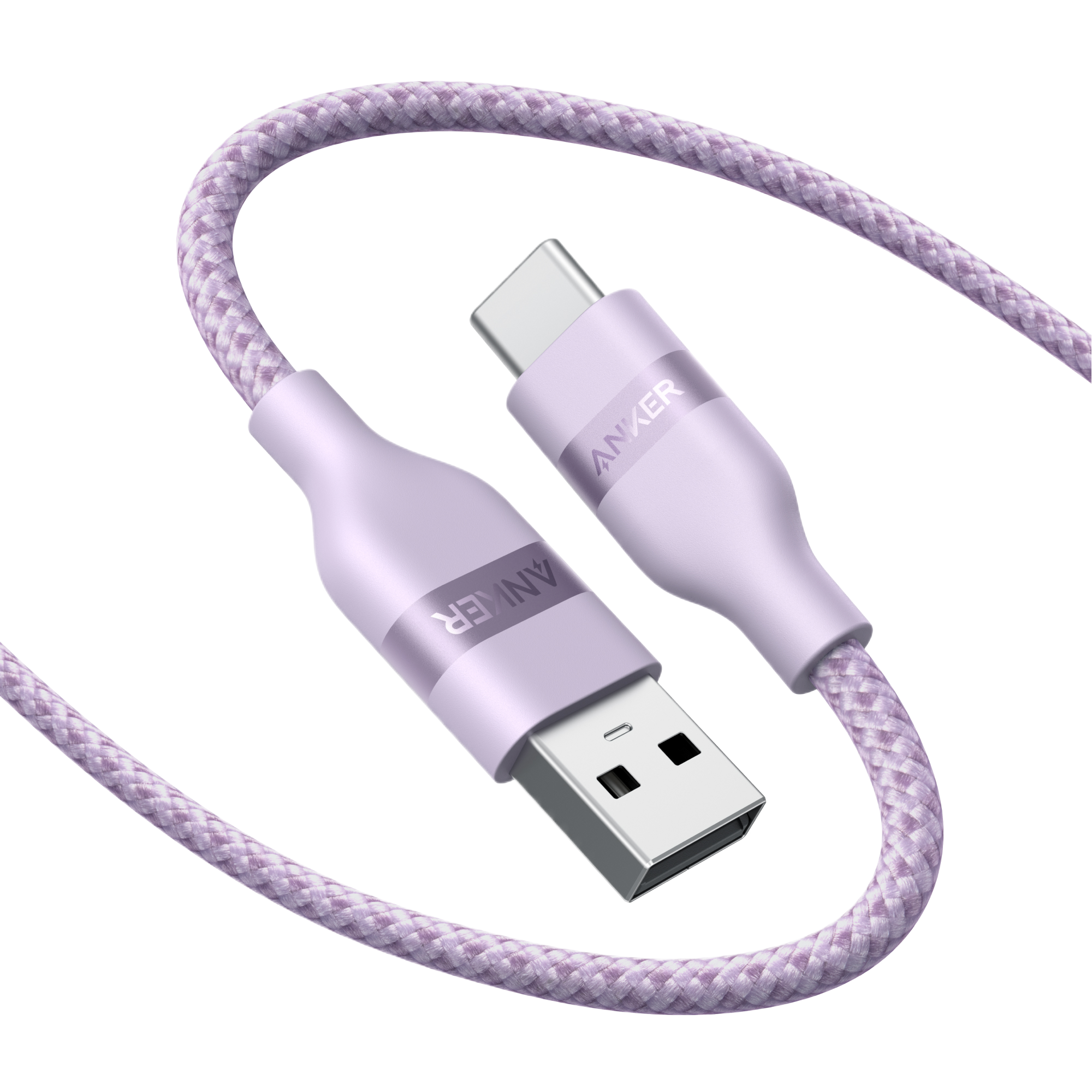 Anker USB-A to USB-C Cable (3 ft/6 ft, Upcycled-Braided) N9 Violet / 6 ft