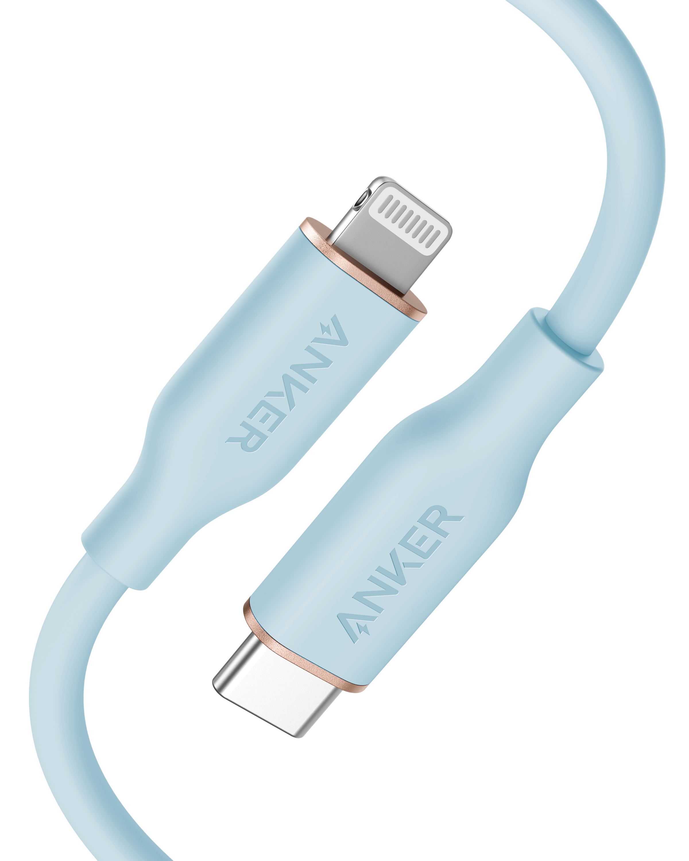Anker 641 USB-C to Lightning Cable (Flow, Silicone) Q6 3ft / Misty Blue