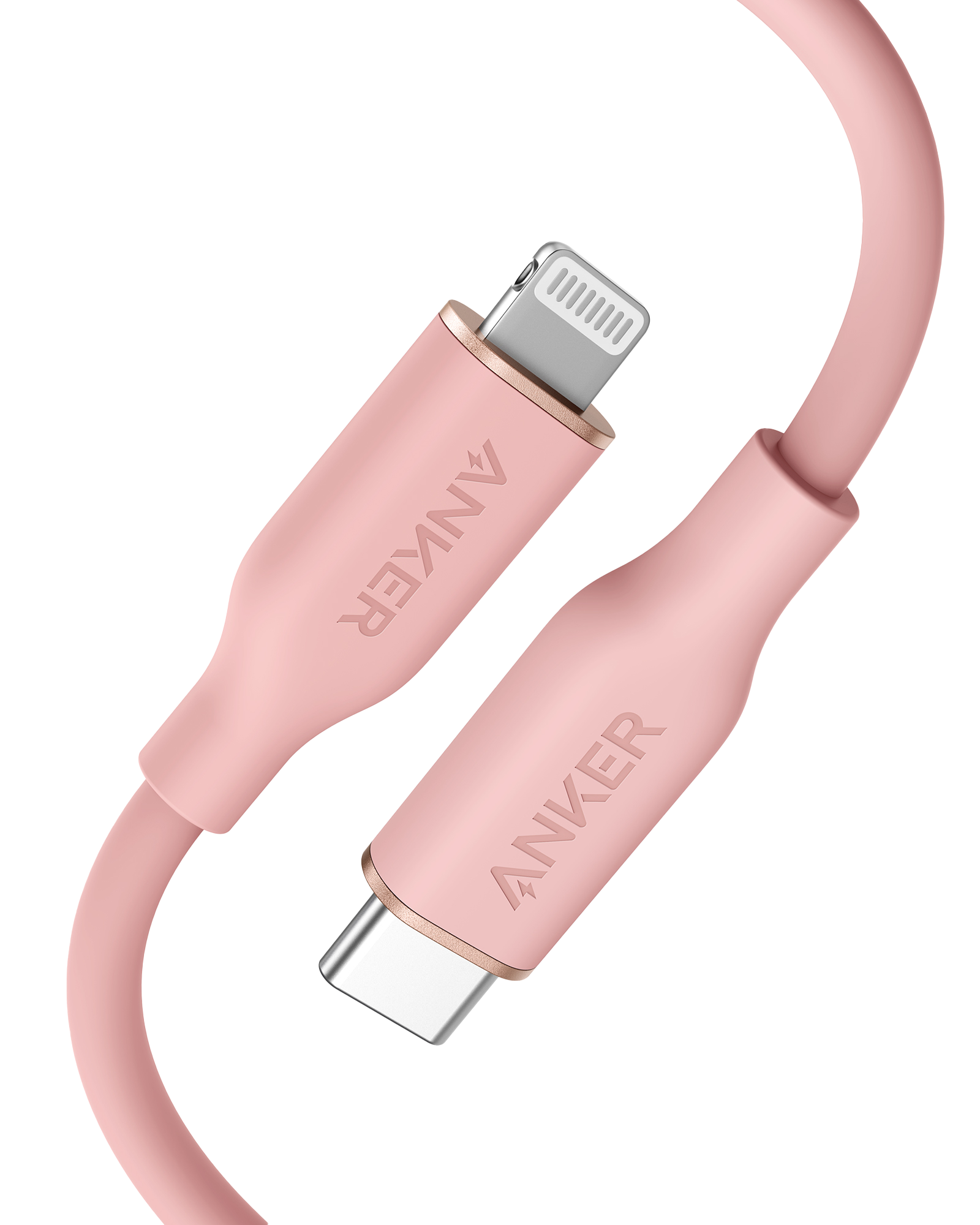 Anker 641 USB-C to Lightning Cable (Flow, 3 ft Silicone) Z3 3ft / Coral Pink