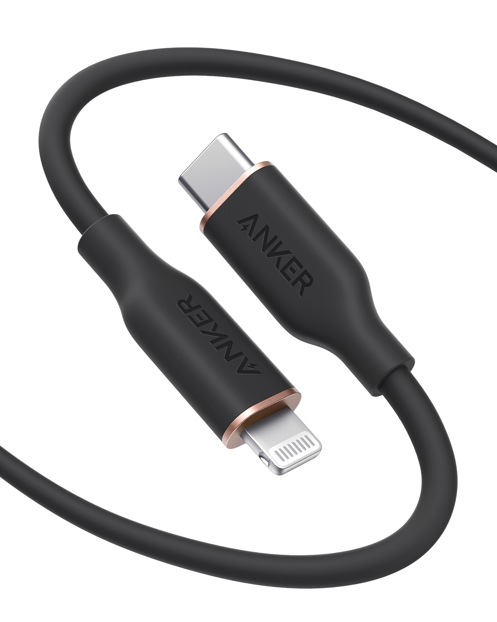 Anker 641 USB-C to Lightning Cable (Flow, Silicone) Q6 6ft / Midnight Black