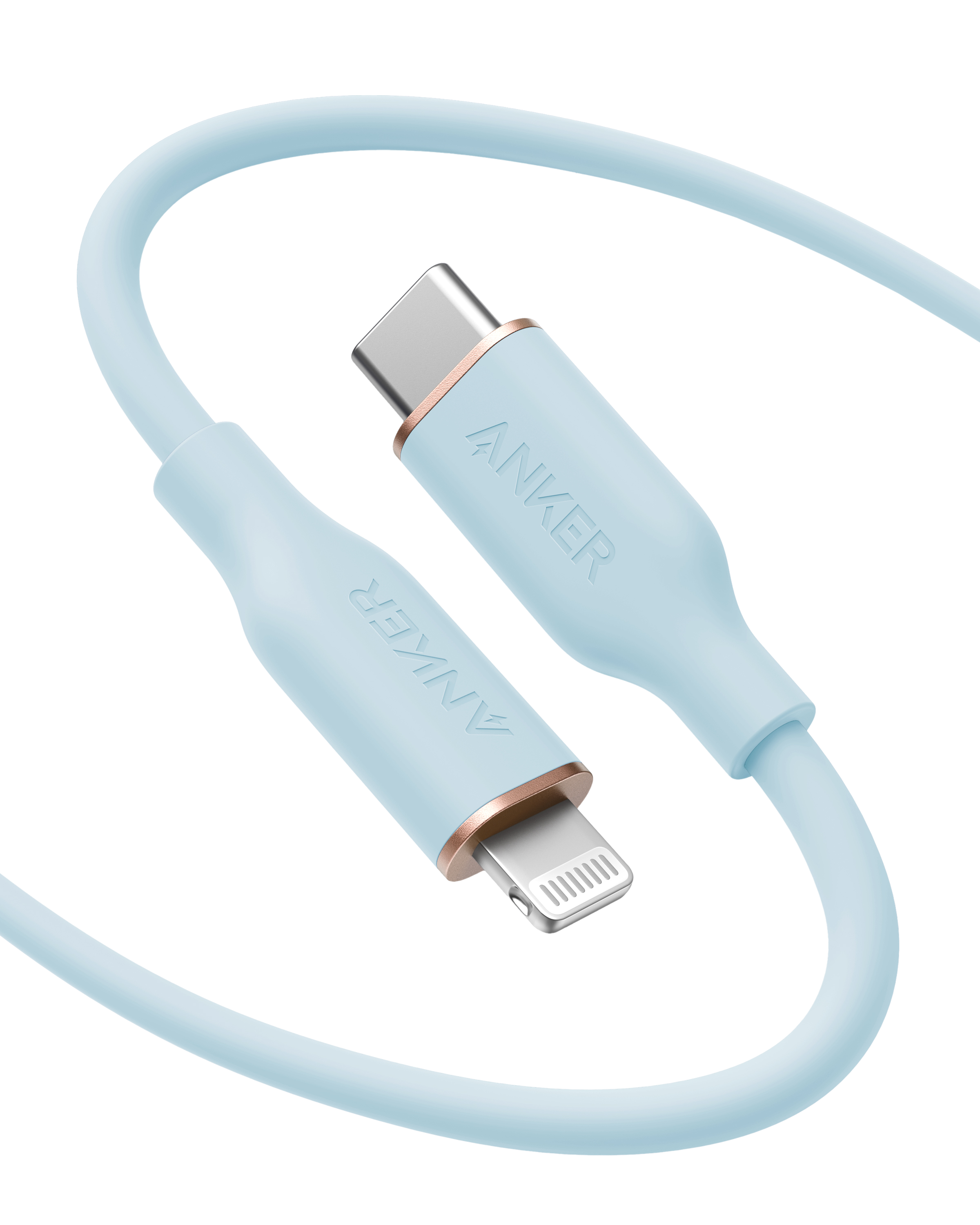 Anker 641 USB-C to Lightning Cable (Flow, Silicone) Q6 6ft / Misty Blue