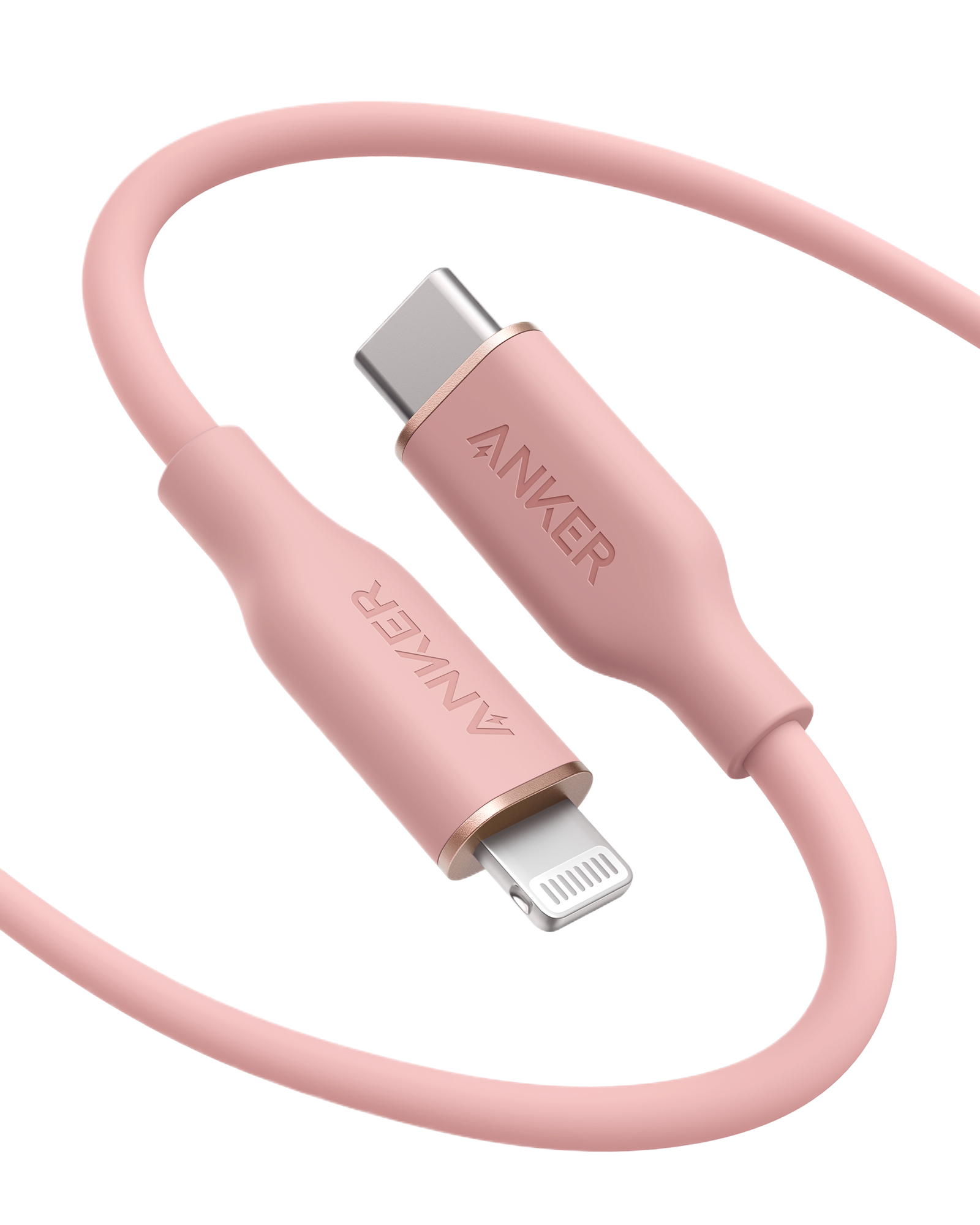 Anker 641 USB-C to Lightning Cable (Flow, 3 ft Silicone) Z3 6ft / Coral Pink