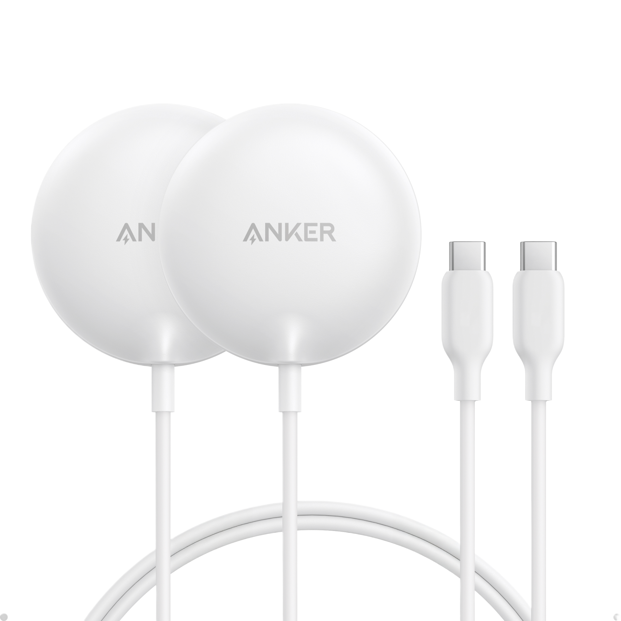 Anker round wireless charger white with two Type-C cables for fast charging