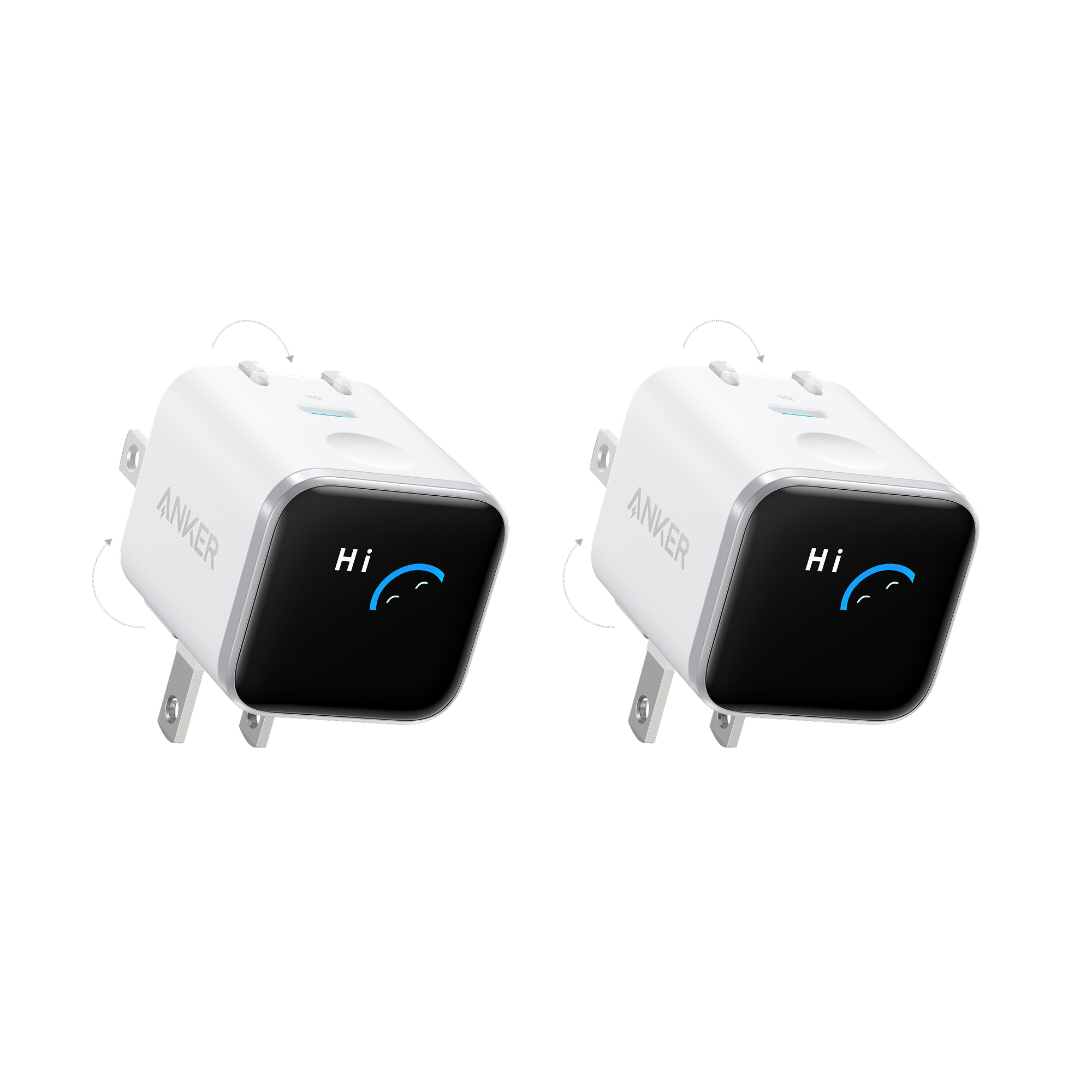 Anker Nano Charger (45W, Smart Display, 180° Foldable) J1 Aurora White | 2-Pack