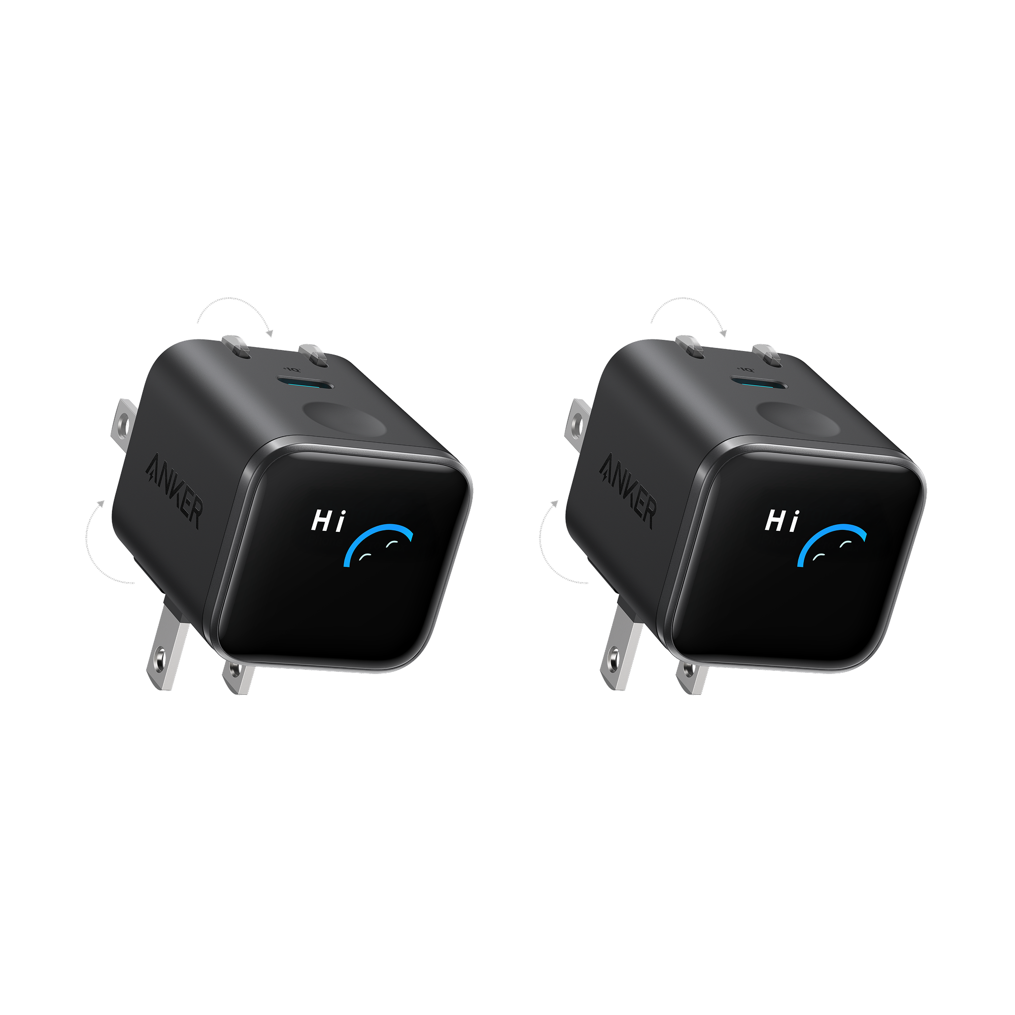 Anker Nano Charger (45W, Smart Display, 180° Foldable) J1 Black Stone | 2-Pack