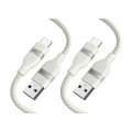 Anker USB-A to USB-C Cable (3 ft, Upcycled-Braided, 2 Pack） G0 White / 2 × 3 ft