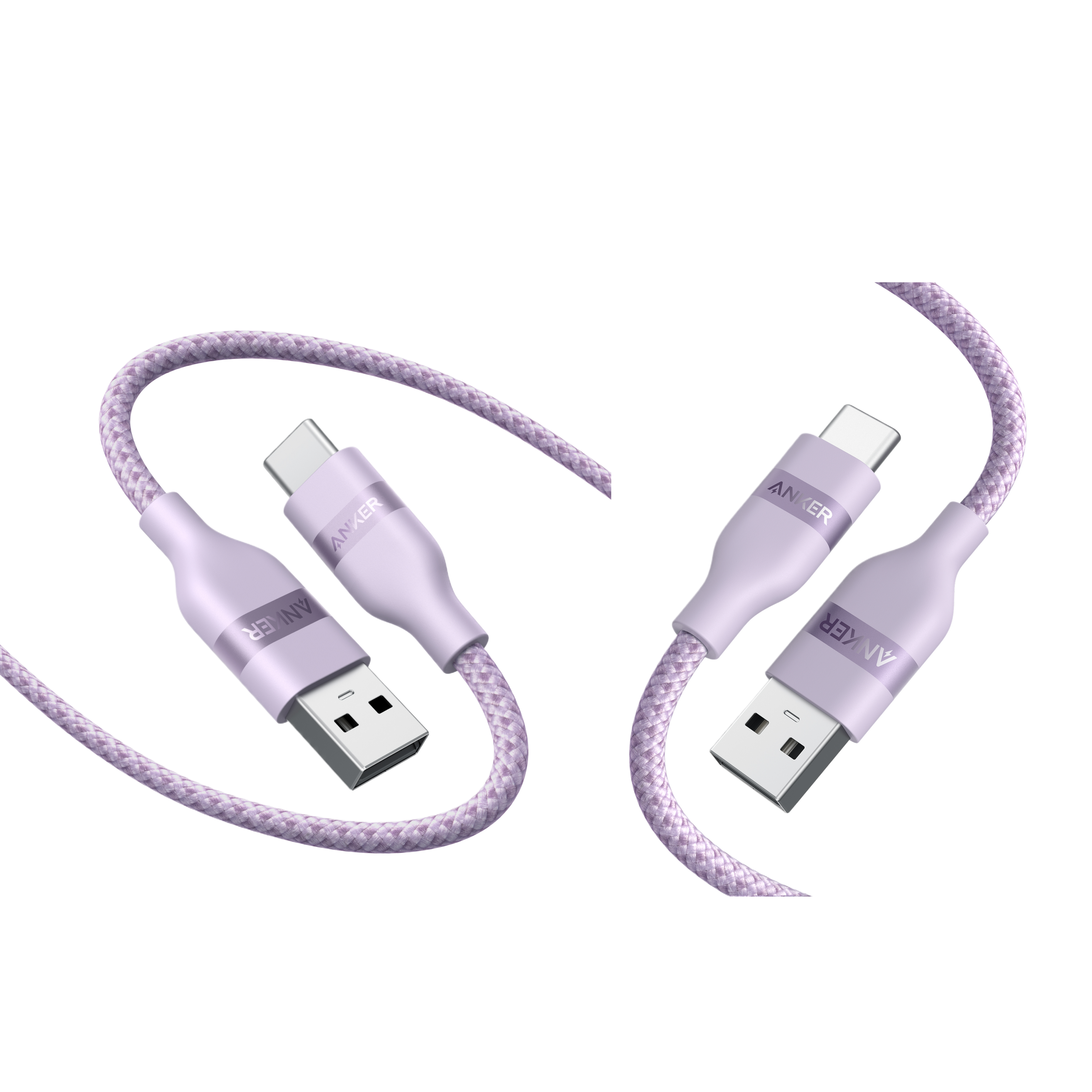 Anker USB-A to USB-C Cable (Upcycled-Braided, 2 Pack, Violet） S4 Violet / 3 ft × 6 ft