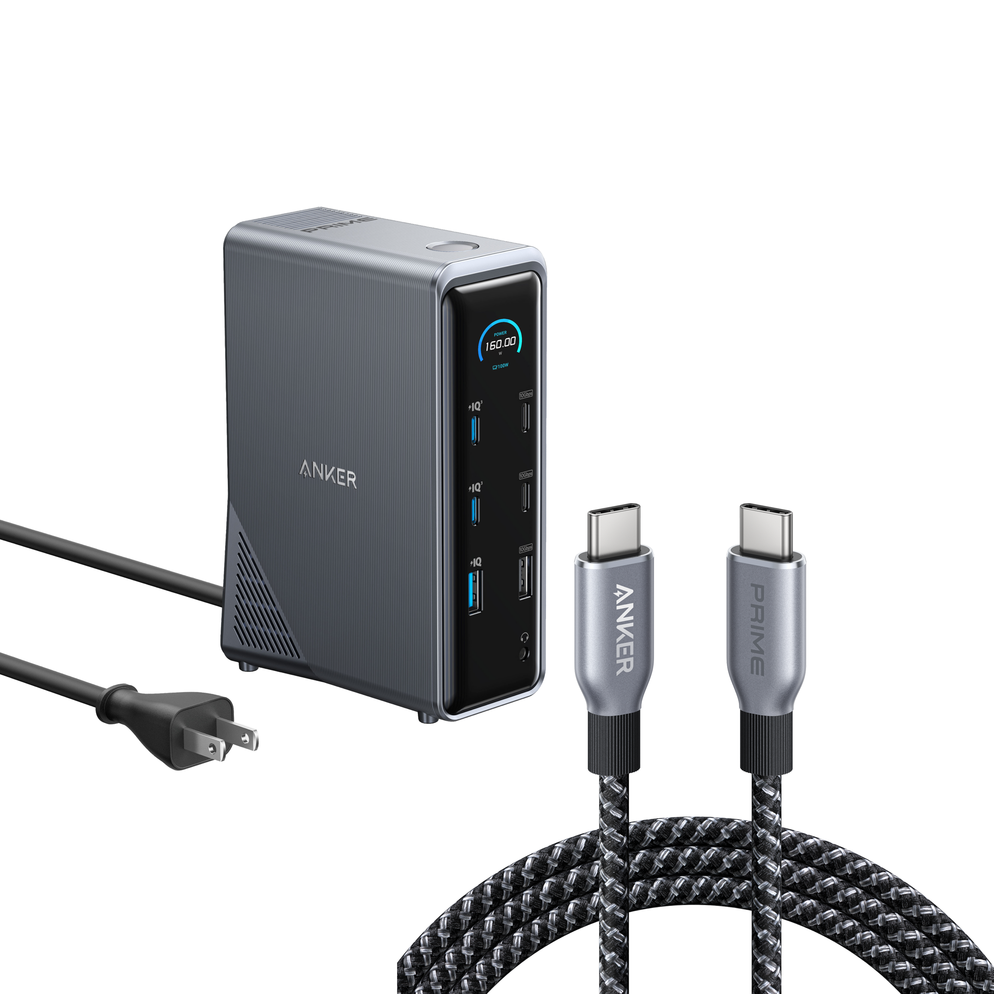Anker Prime Charging Docking Station with 240W USB-C to USB-C Cable W5 Docking Station with 6 ft USB-C Cable