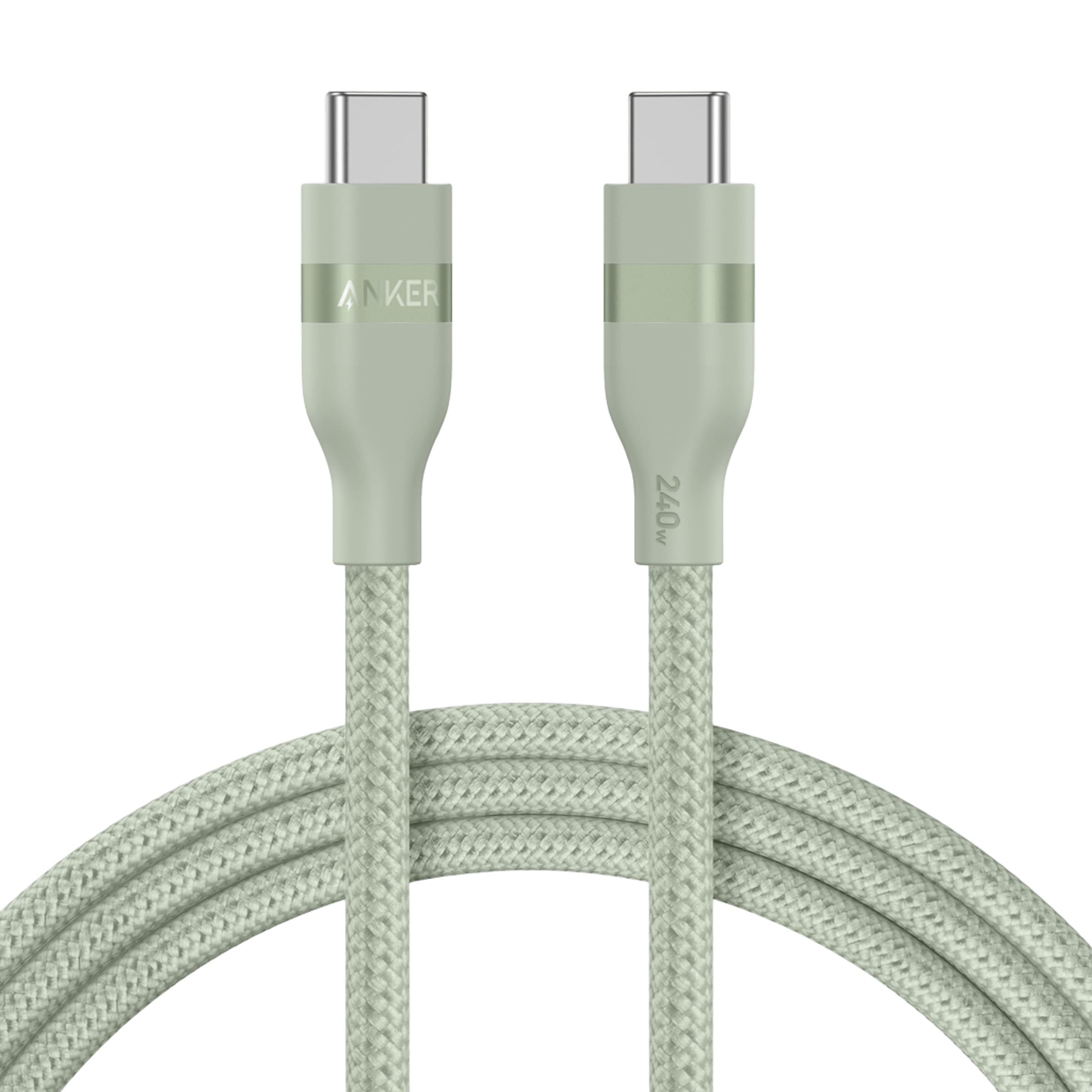 Anker USB-C to USB-C Cable (3 ft / 6 ft, 240W, Upcycled-Braided) W3 6 ft / Sprout Green