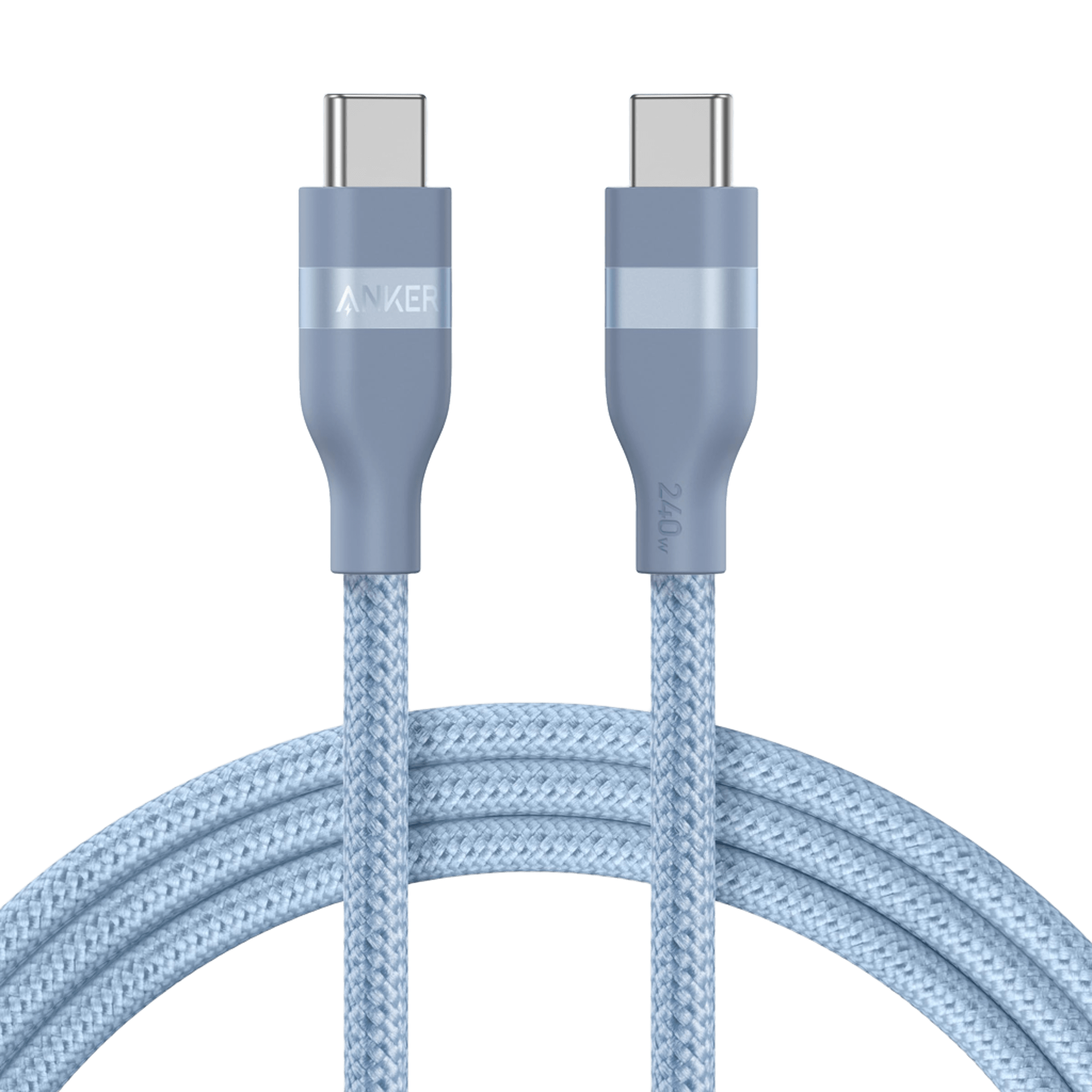 Anker USB-C to USB-C Cable (3 ft / 6 ft, 240W, Upcycled-Braided) W3 6 ft / Ice Lake Blue