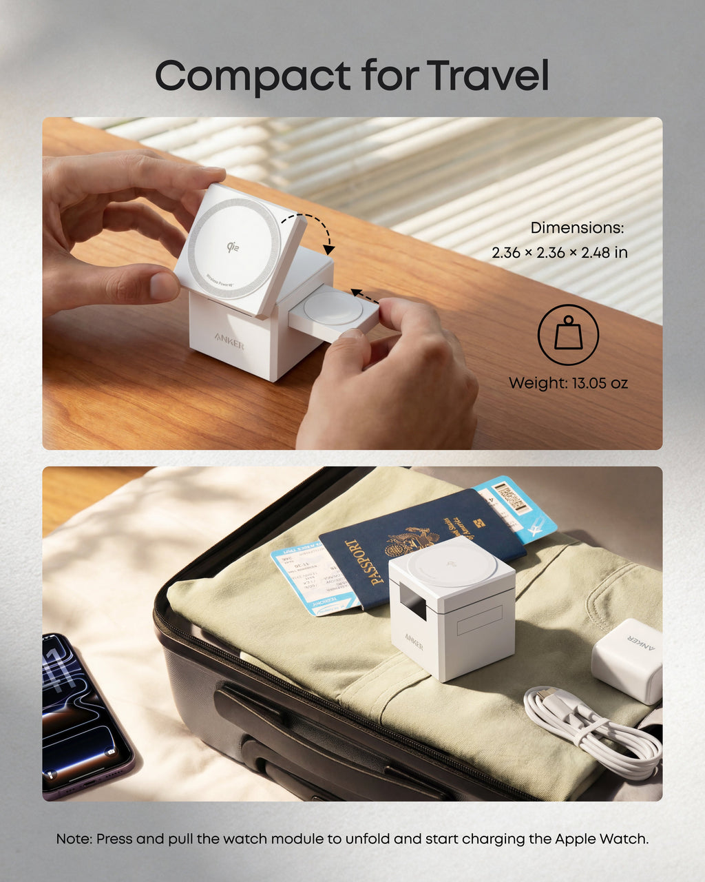 Anker 3-in-1 Cube with Qi2 and Anker 140W 2-in-1 USB-C to USB-C Cable